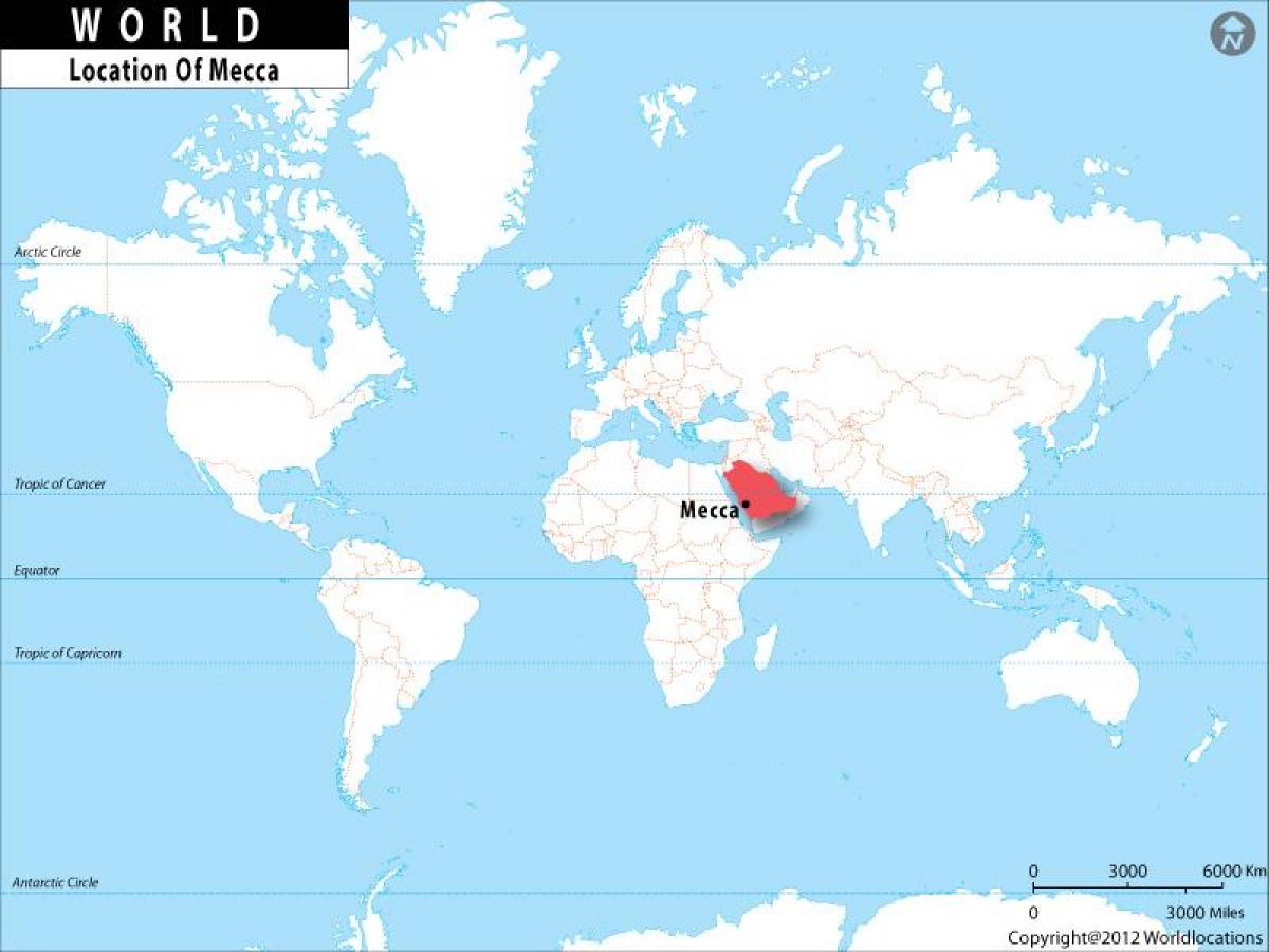 Makkah en el mapa del món